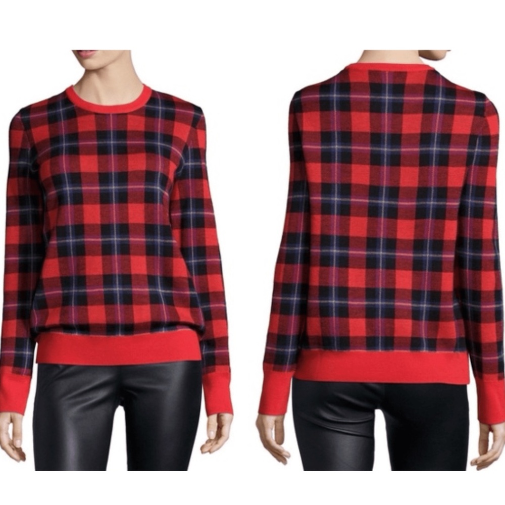 New without tags Equipment wool plaid jacquard tartan holiday crew neck sweater